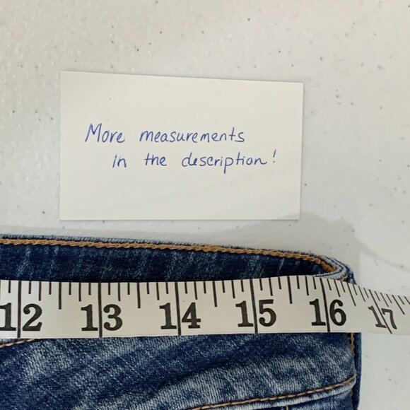 American Eagle Jeans 12 Straight Style Inseam 30.5" Distressed Knees Medium Wash - Picture 2 of 13